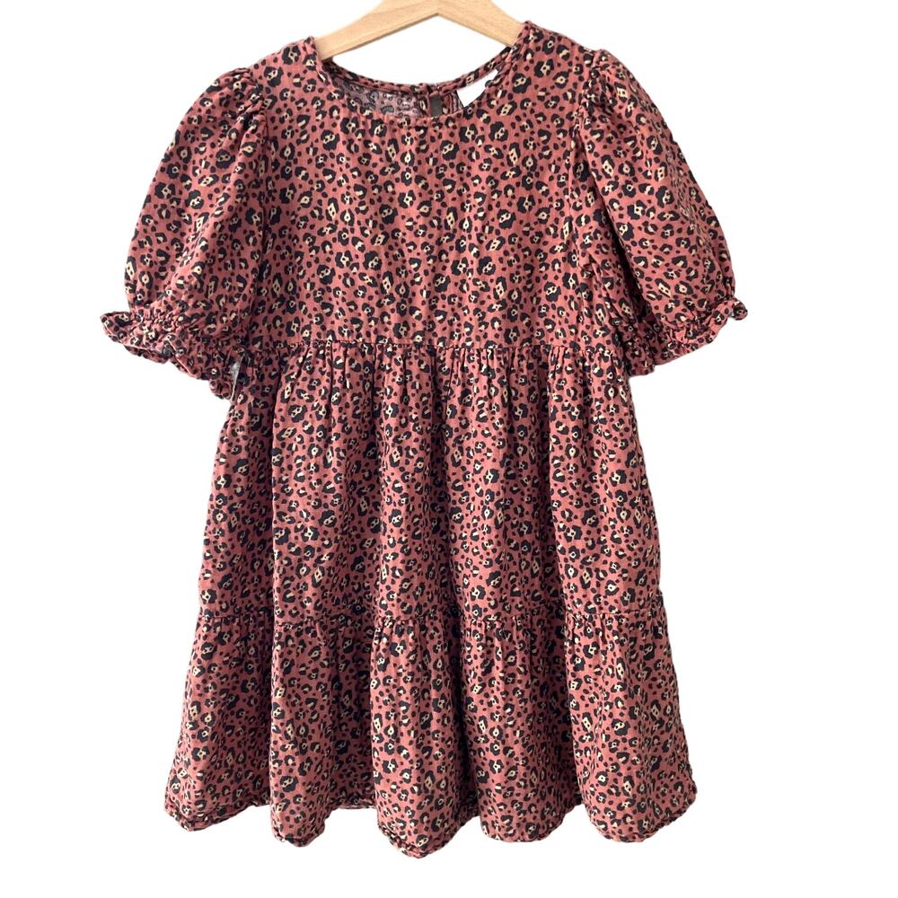 Cotton On Puffed Sleeve Animal Print Dress - Cheetah - 8